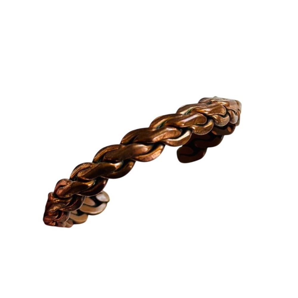 VTG Braided Brass Copper Cuff Bracelet Statement Modernist Boho Hippie rare